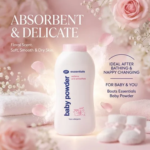 Boots Essentials Baby Powder Softens and Smoothes
