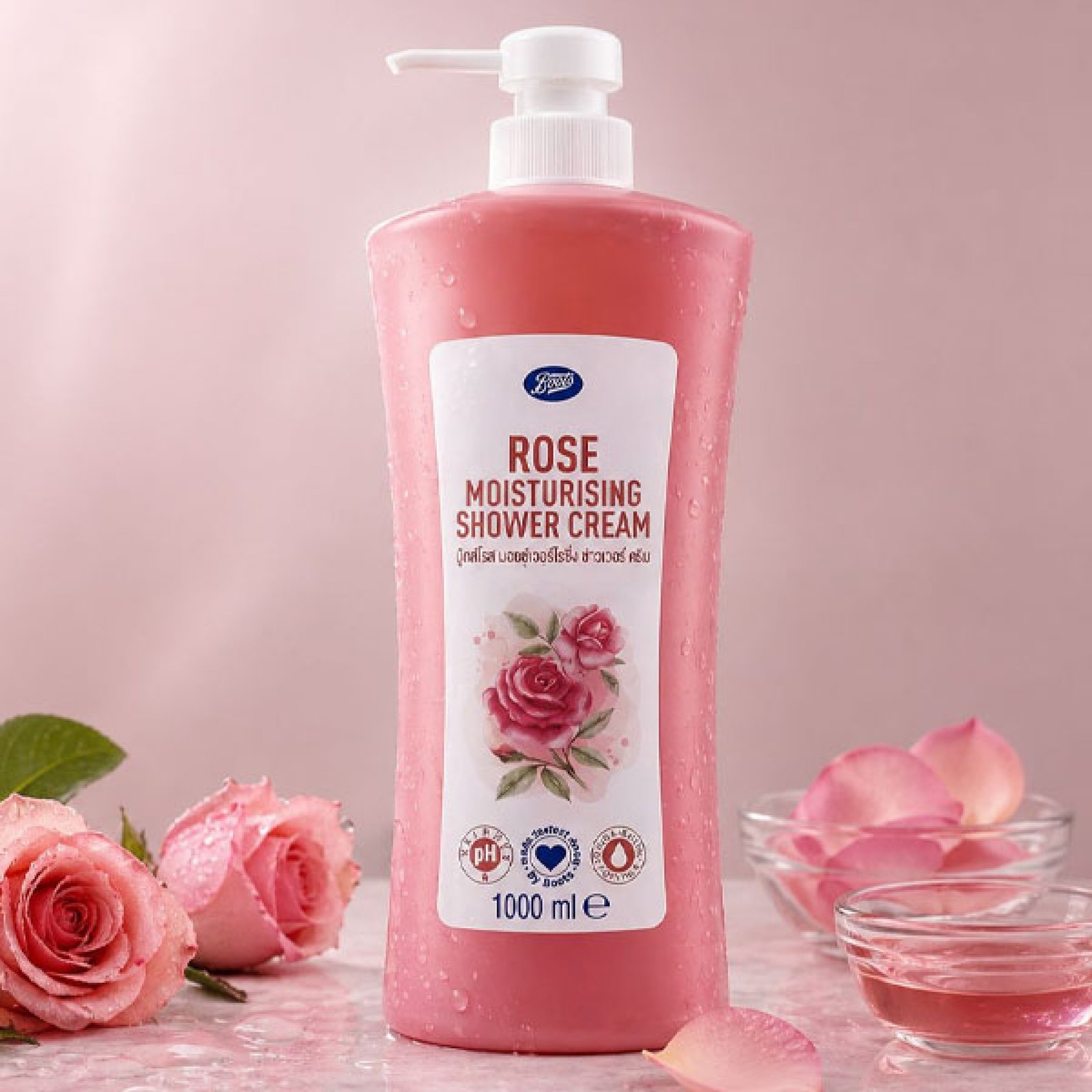 Boots Rose Moisturising Shower Cream - 1000ml angle 2